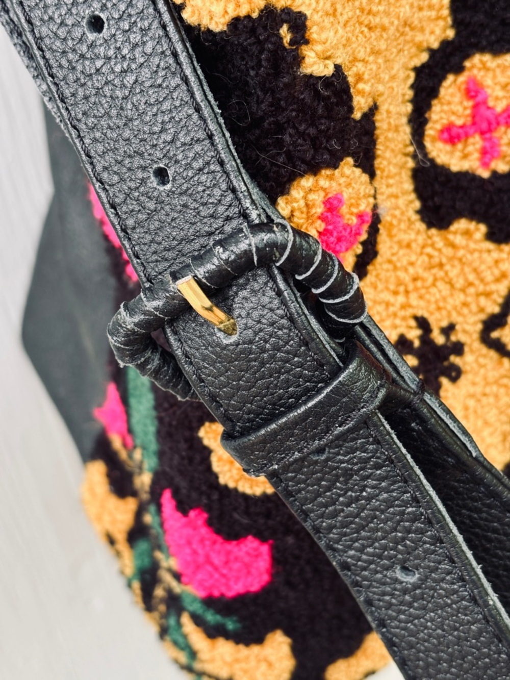 Cleobella Ankara Weekender Embroidered Tapestry Leather Bag - Picture 9 of 13